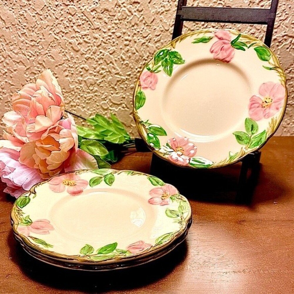 3 Vintage Franciscan Desert Rose Bread & Butter Dessert Plates